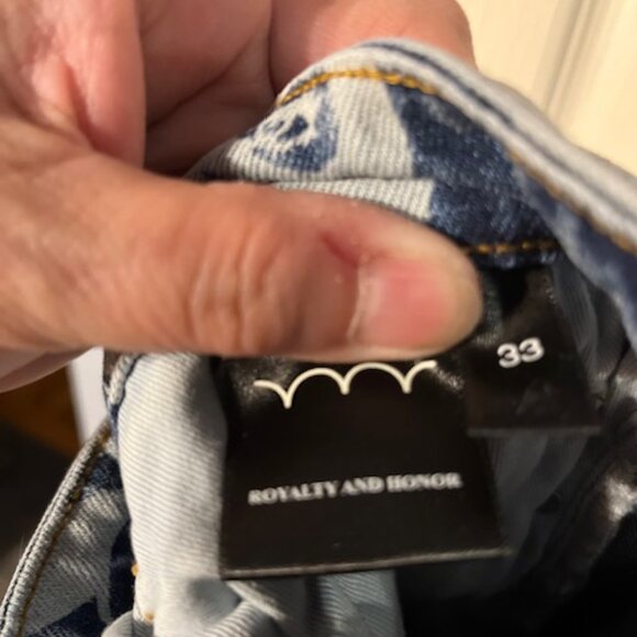 Rare Bluecarats Men's Denim Jeans 5 pocket  Royalty and Honor Size 33  Printed - Picture 7 of 12